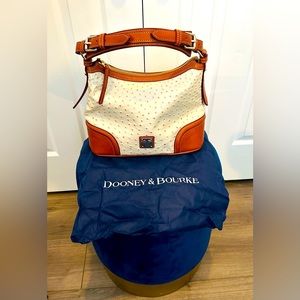 Dooney & Bourke Ostrich Leather Hobo Bag (Brown & Cream) OT960PE